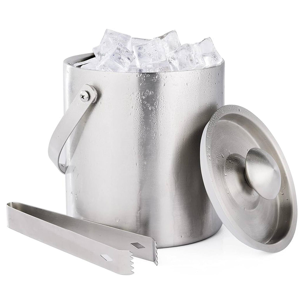 Geezy Stainless Steel Ice Bucket With Lid And Ice Tongs