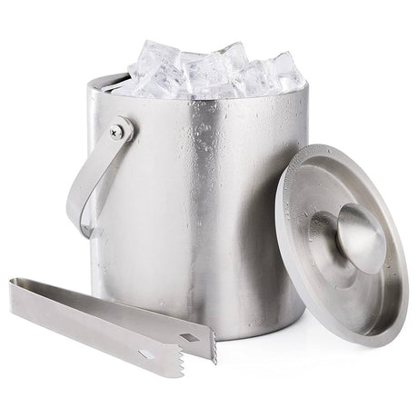 Geezy Stainless Steel Ice Bucket With Lid And Ice Tongs