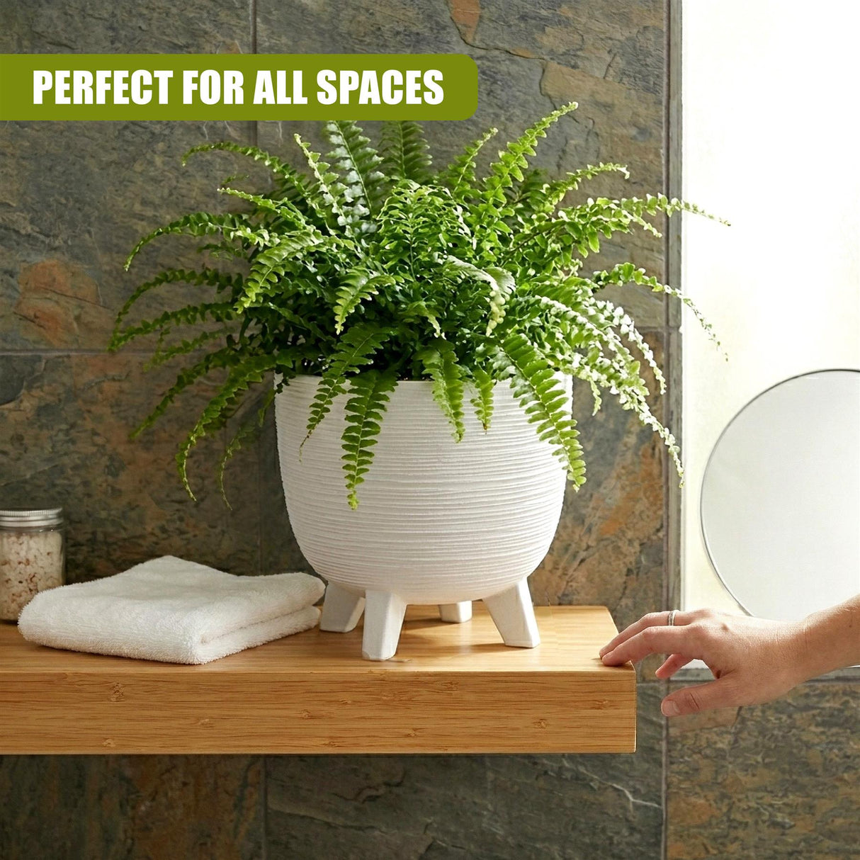 White Flower Pot with Legs, 29 cm