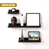 Wall Book Hanging Black Shelf Set of 3
