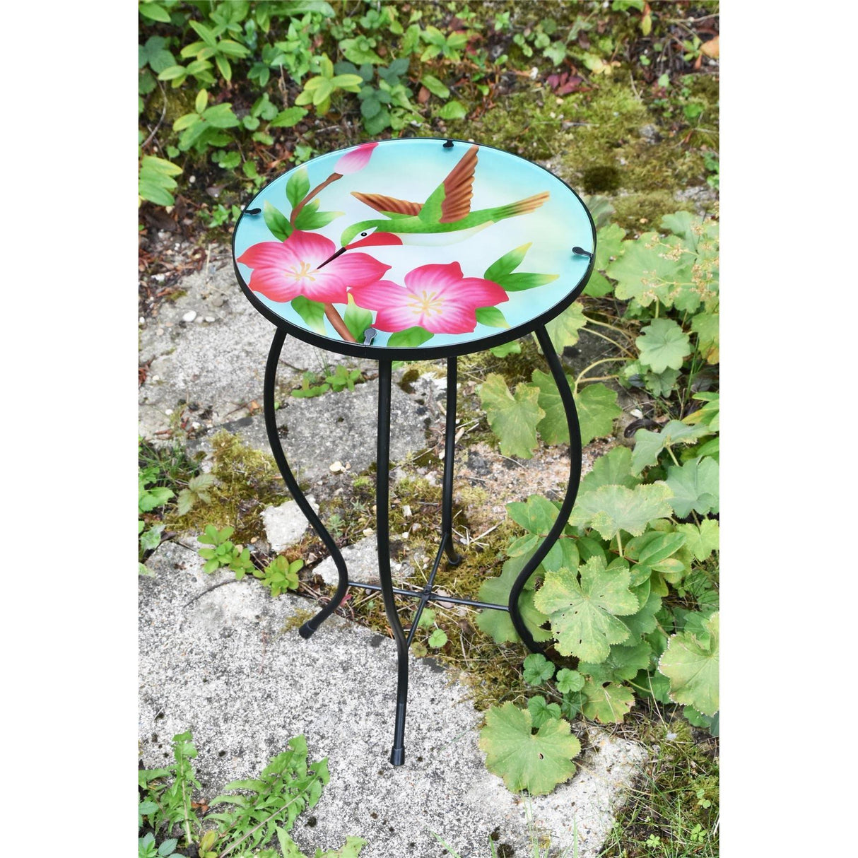 GEEZY Round Side Garden Mosaic Table With Colibri Design