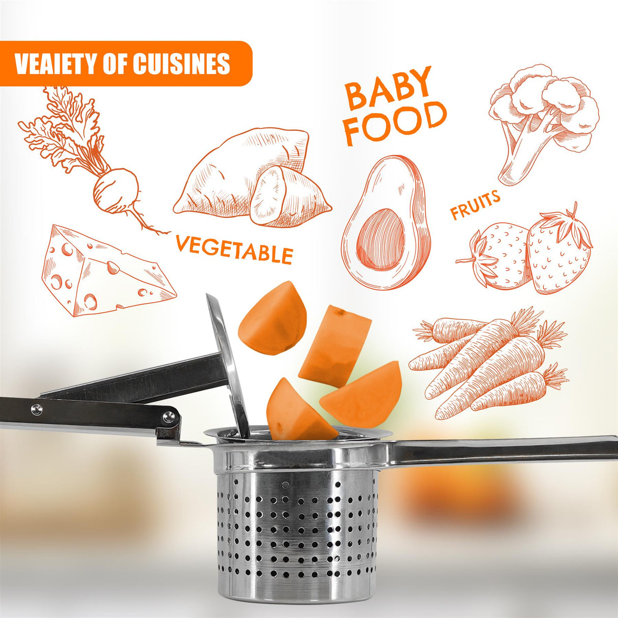 Stainless Steel Potato Ricer by GEEZY - UKBuyZone