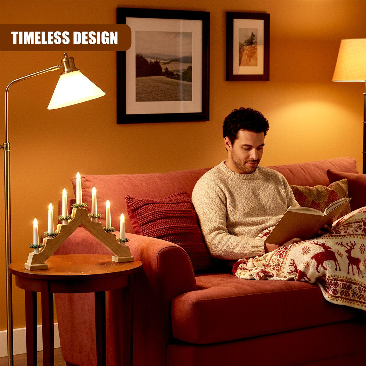 Wooden Candle Bridge with 7 LED Lights