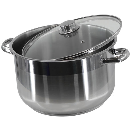 Induction Stockpot With Glass Lid - 8.5 ltr by GEEZY - UKBuyZone