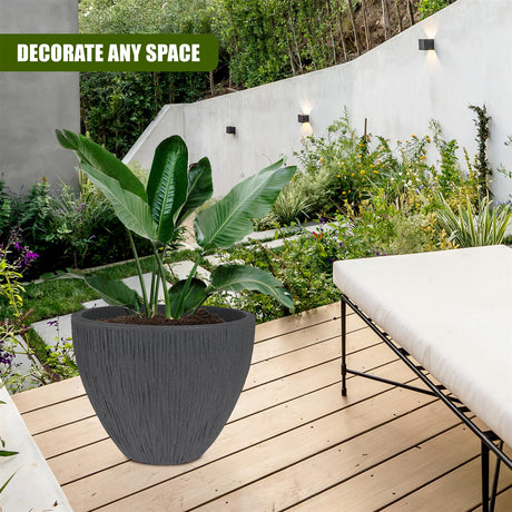Large Anthracite Round Indoor Outdoor Flower Pot by GEEZY - UKBuyZone