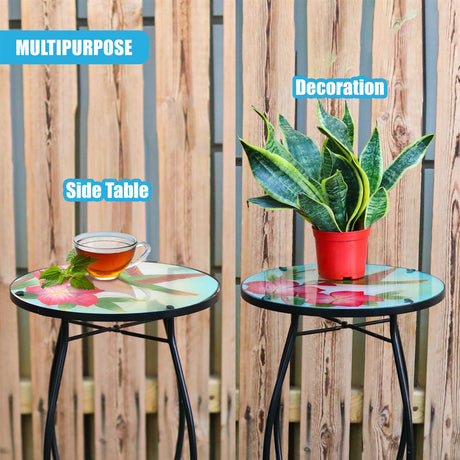 Round Side Garden Mosaic Table With Colibri Design by GEEZY - UKBuyZone