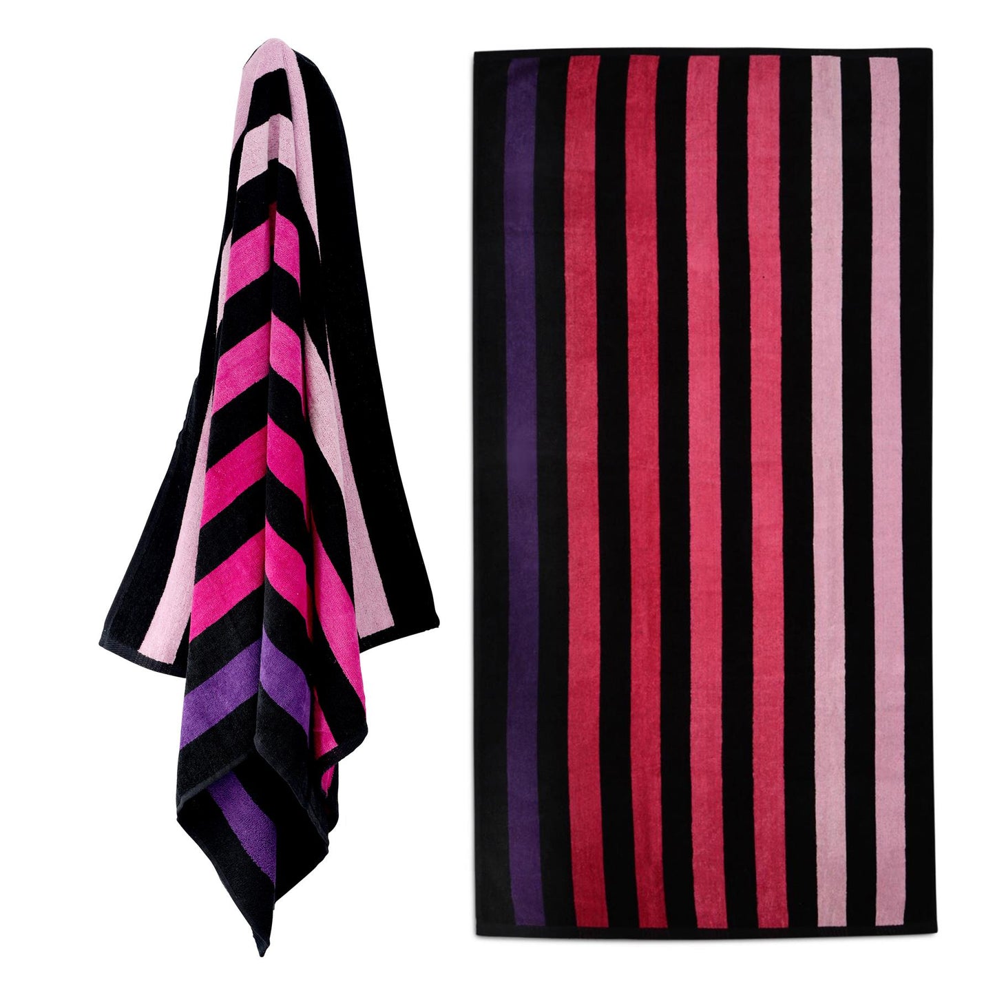 Large Velour Striped Beach Towel (Sunset) by Geezy - UKBuyZone