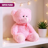 Plush Teddy Bear Pink Soft Toy with Ribbon