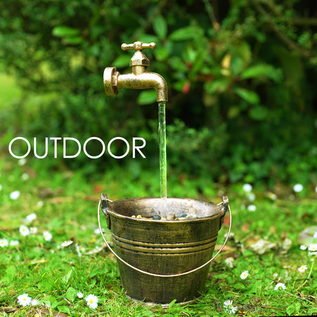 Tap Bucket Solar Water Feature Outdoor With LED by GEEZY - UKBuyZone