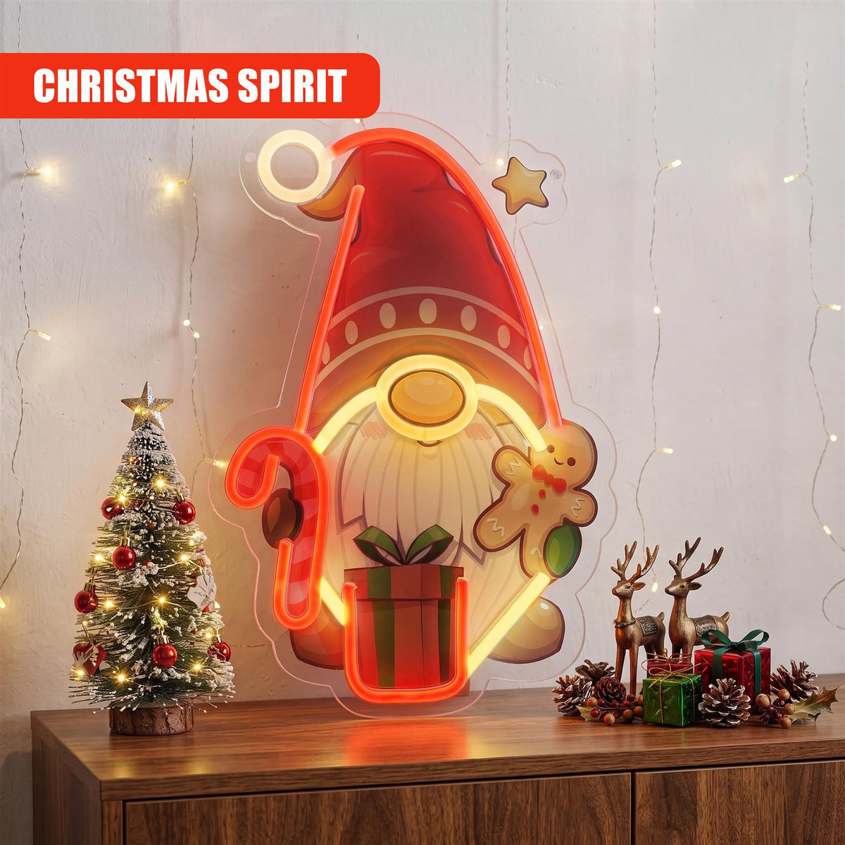 Santa Gnome Neon Sign