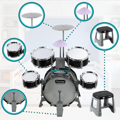 Black Multi functional Kids Jazz Drum Set by The Magic Toy Shop - UKBuyZone