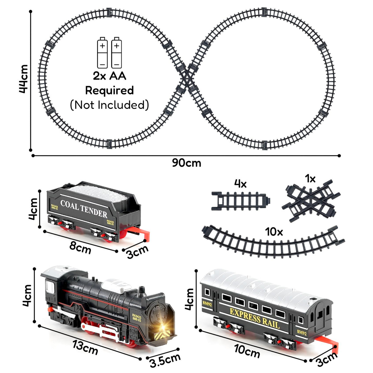 The Magic Toy Shop Classsic Train Set with Tracks and Headlight