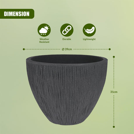 Large Anthracite Round Indoor Outdoor Flower Pot by GEEZY - UKBuyZone