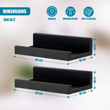 Black Wall Hanging Shelf 30 cm Pack 2