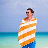 Beach Bath Towel Large Microfibre Orange Striped