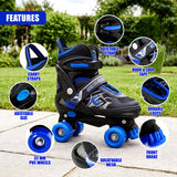 Blue & Black Kids Adjustable Roller Skates