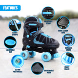 Blue Kids Adjustable Roller Skates