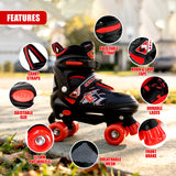Black & Red Kids Adjustable Roller Skates