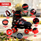 Black & Red Kids Adjustable Roller Skates