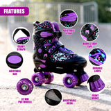 Black & Purple Kids Adjustable Roller Skates