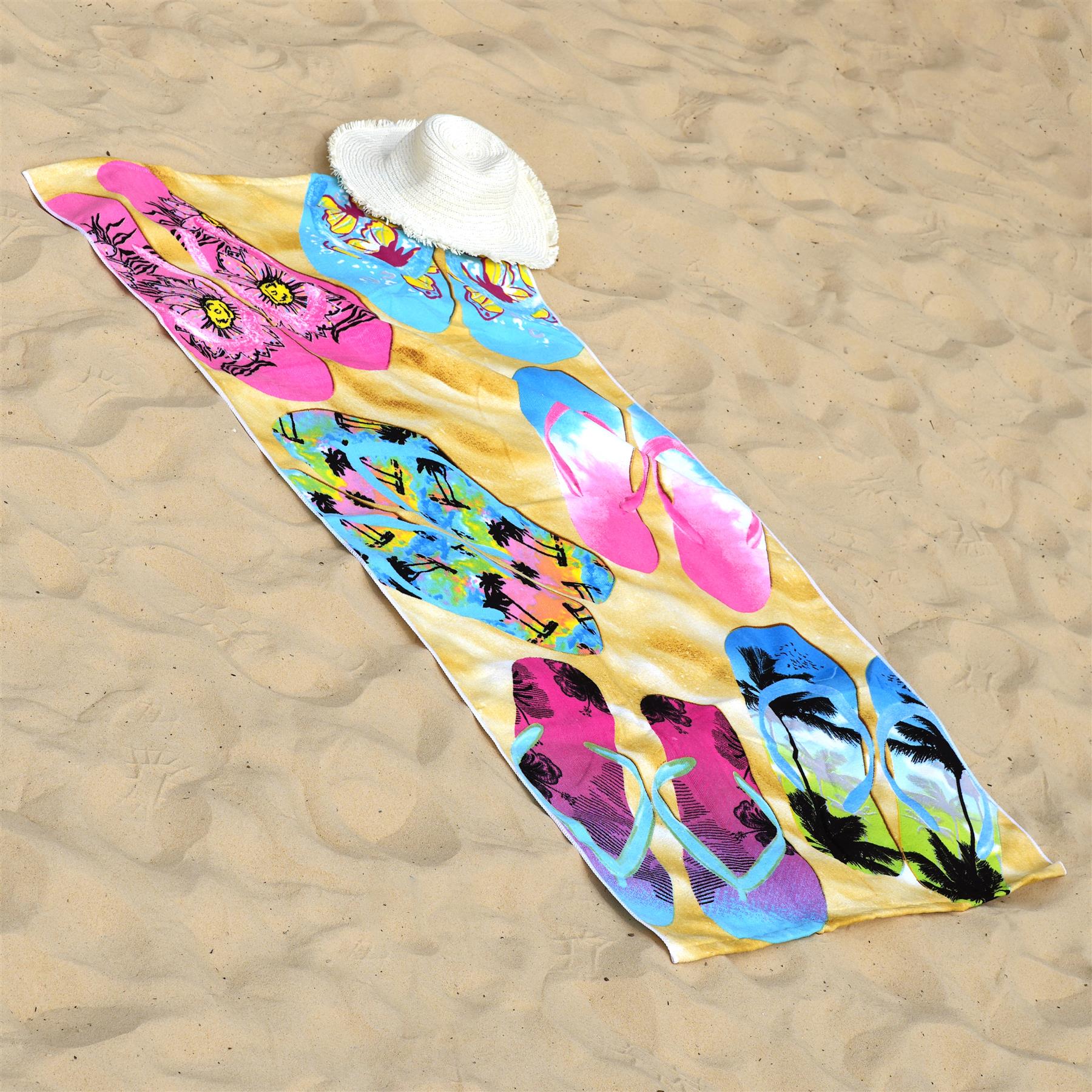 Beach Bath Towel Flip Flop Design Microfibre Towel by GEEZY - UKBuyZone