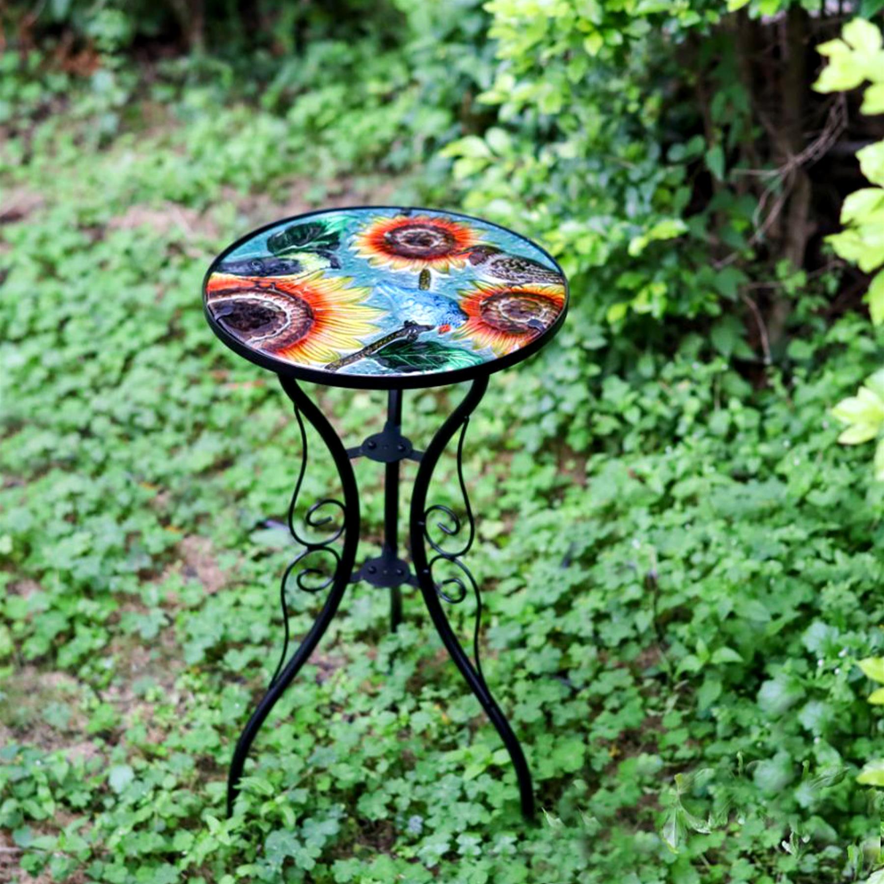 Round Side Mosaic Table With Sunflower Design by Geezy - UKBuyZone –  UKbuyzone