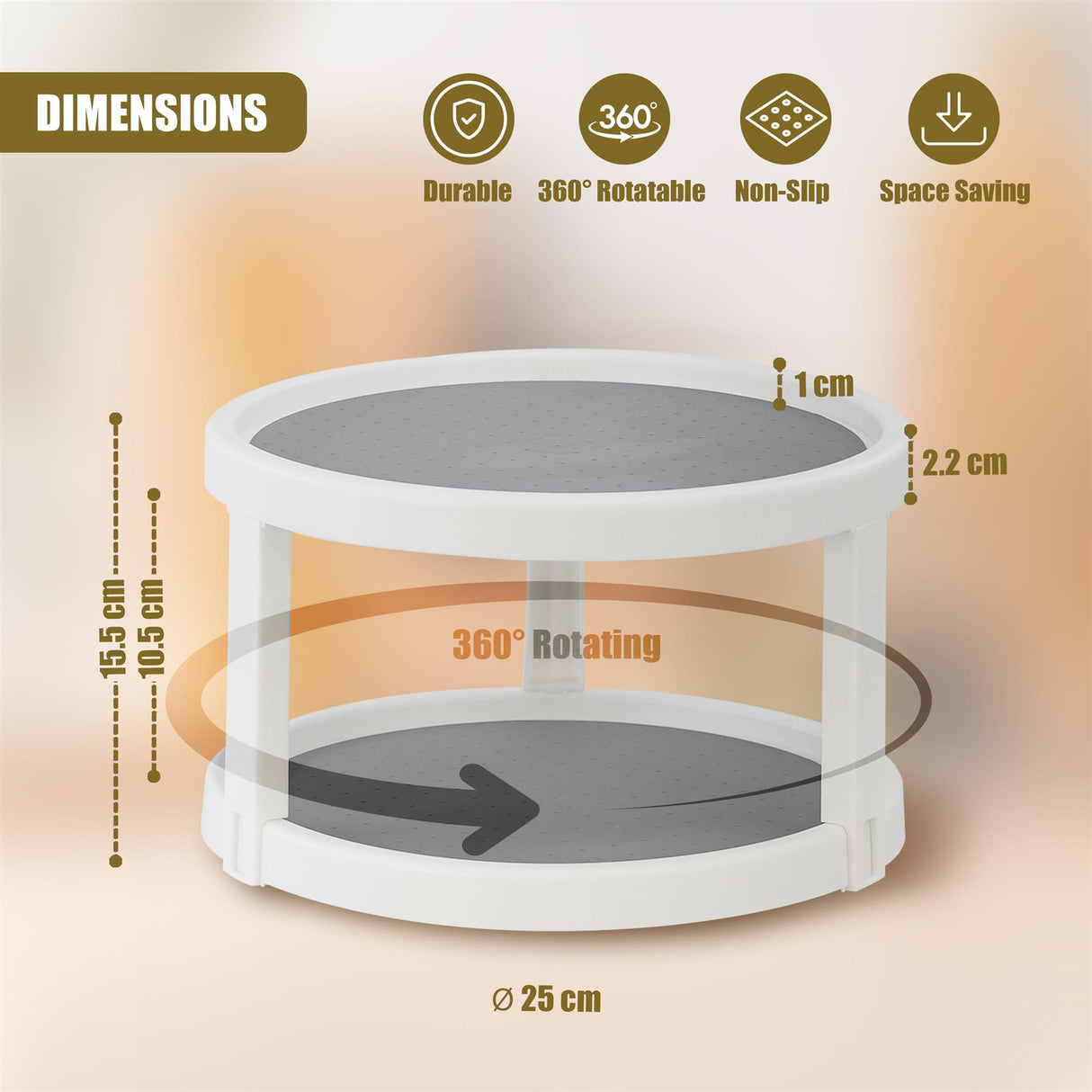 2 Tier Rotating Spice Rack 25cm