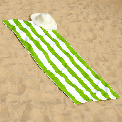 Beach Bath Towel Large Microfibre Green Striped by GEEZY - UKBuyZone