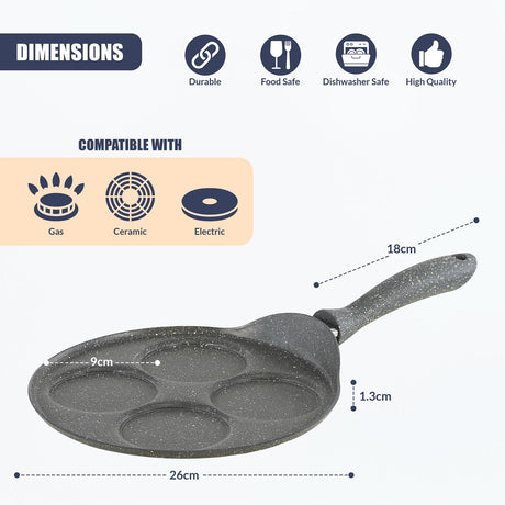 4 Mould Non-Stick Pancake Pan by GEEZY - UKBuyZone