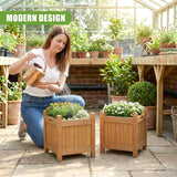 Wooden Planters Square Set of 2