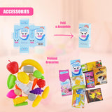 "3D Pink Shopping Trolley Toy with Shopping Bags and Fake Grocery Items" - UKBuyZone