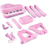 Pink Electronic Piano With Microphone and Stool