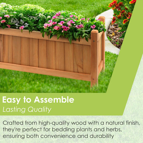 GEEZY Wooden Large Rectangular Planters 2 Pack