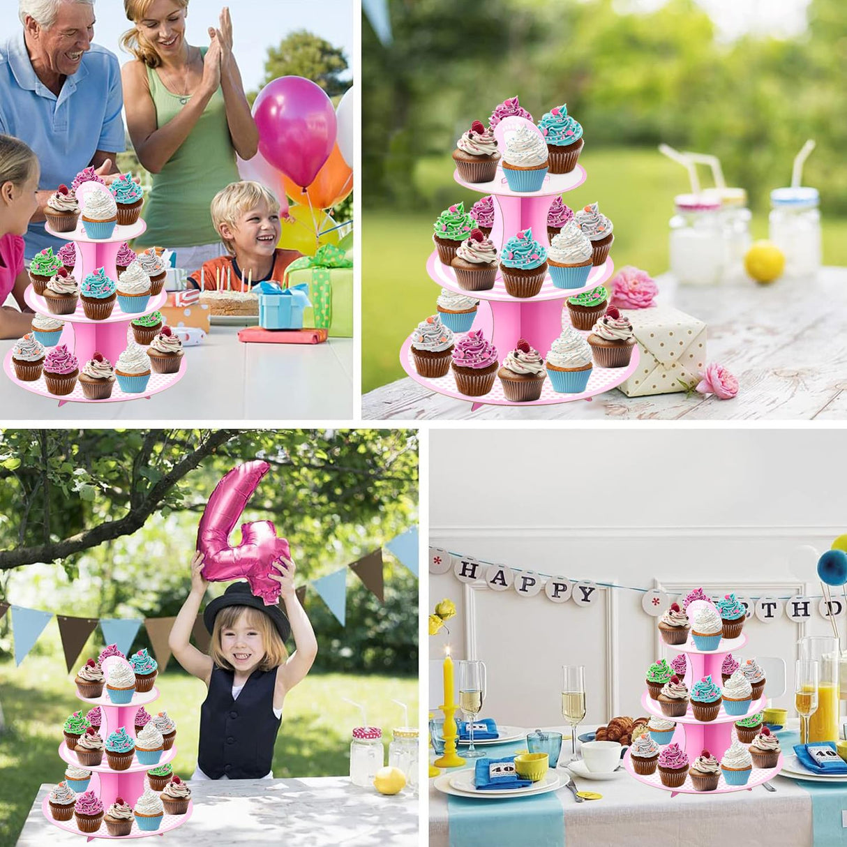 GEEZY 3 Tier Cardboard Cupcake Stand