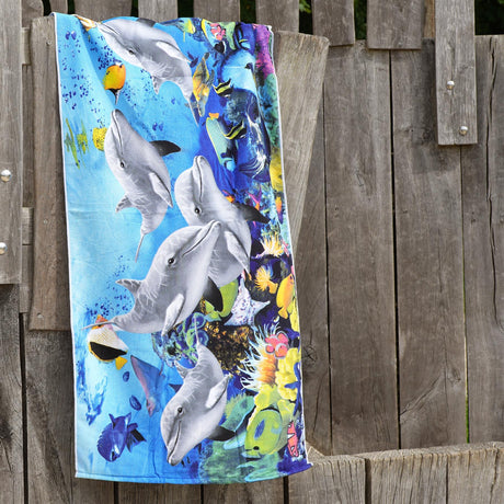 Dolphins Design Large Towel by GEEZY - UKBuyZone