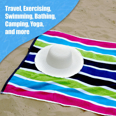 Velour Striped Beach Towel Sanguine by Geezy - UKBuyZone