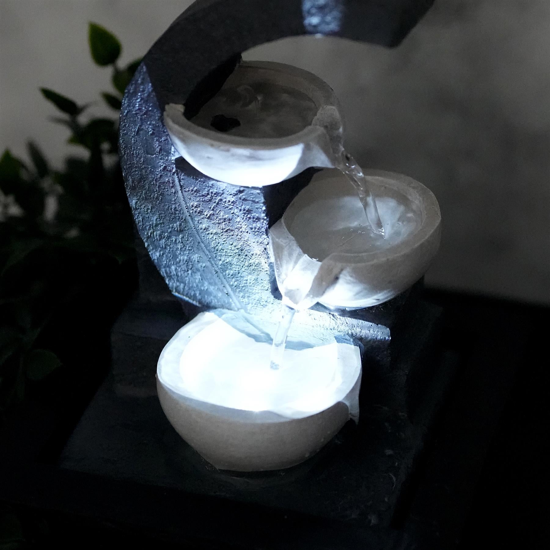 White Bowls Fountain Led Indoor Tabletop by GEEZY - UKBuyZone