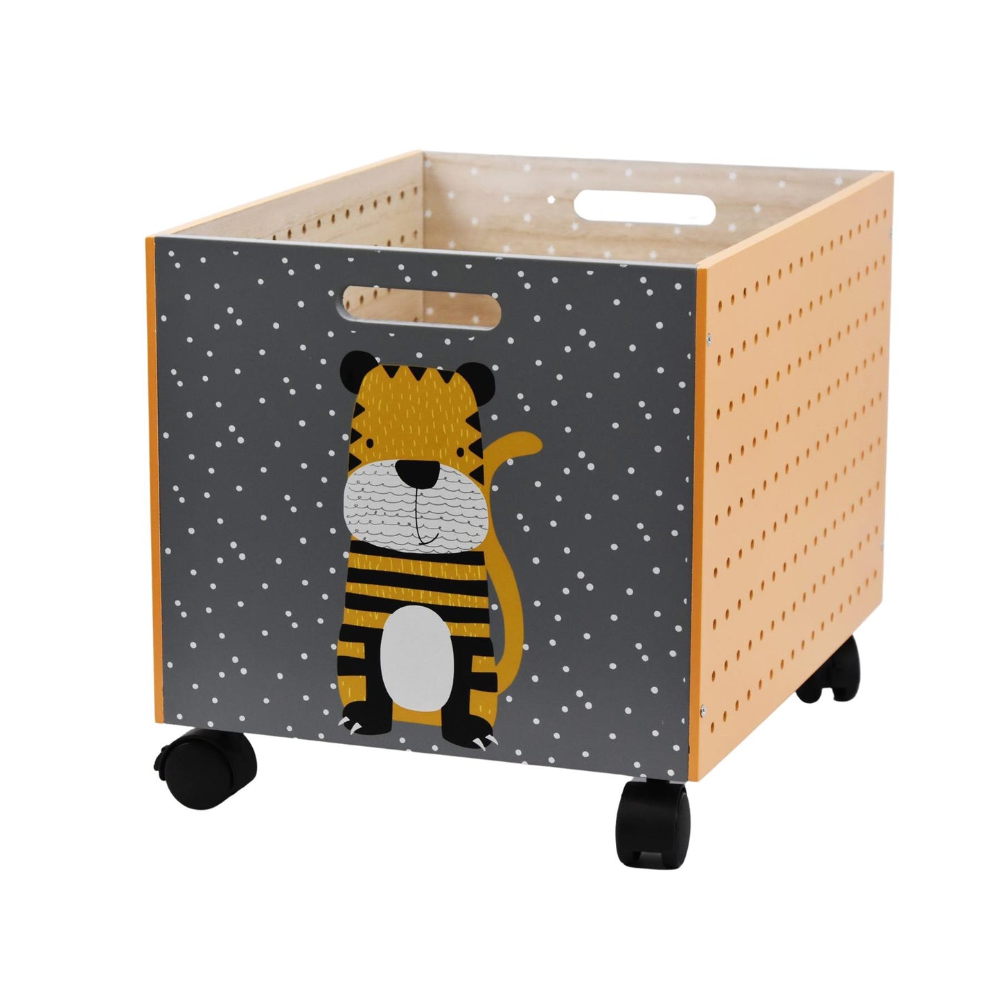 Tiger Design Kids Wooden Storage Chest On Wheels by The Magic Toy Shop - UKBuyZone