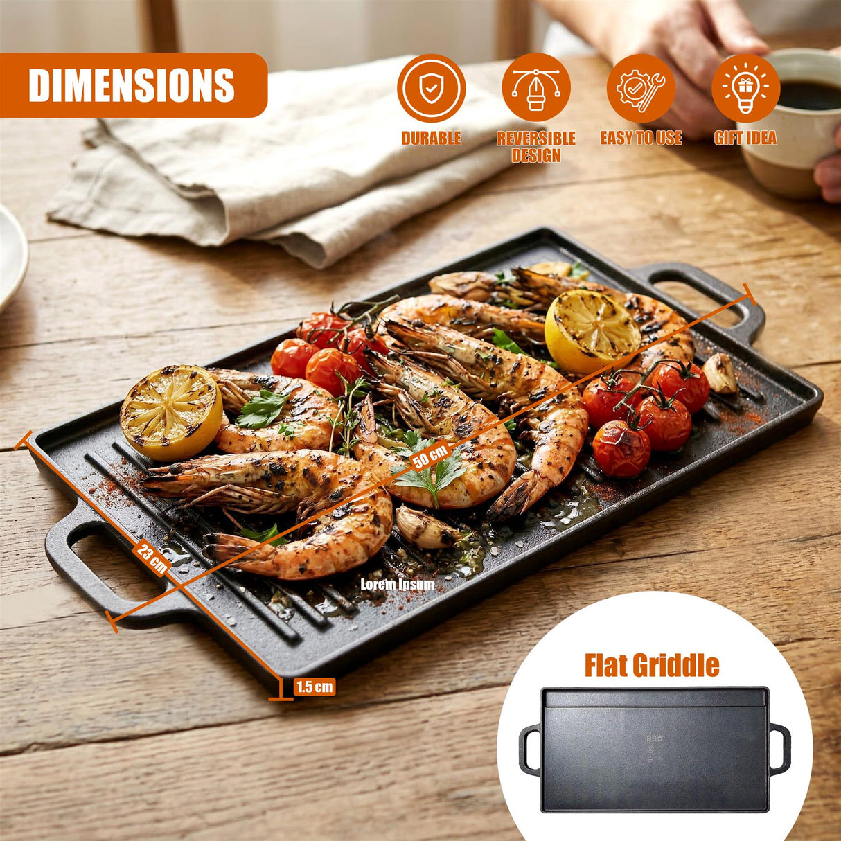 Cast Iron BBQ Griddle Plate