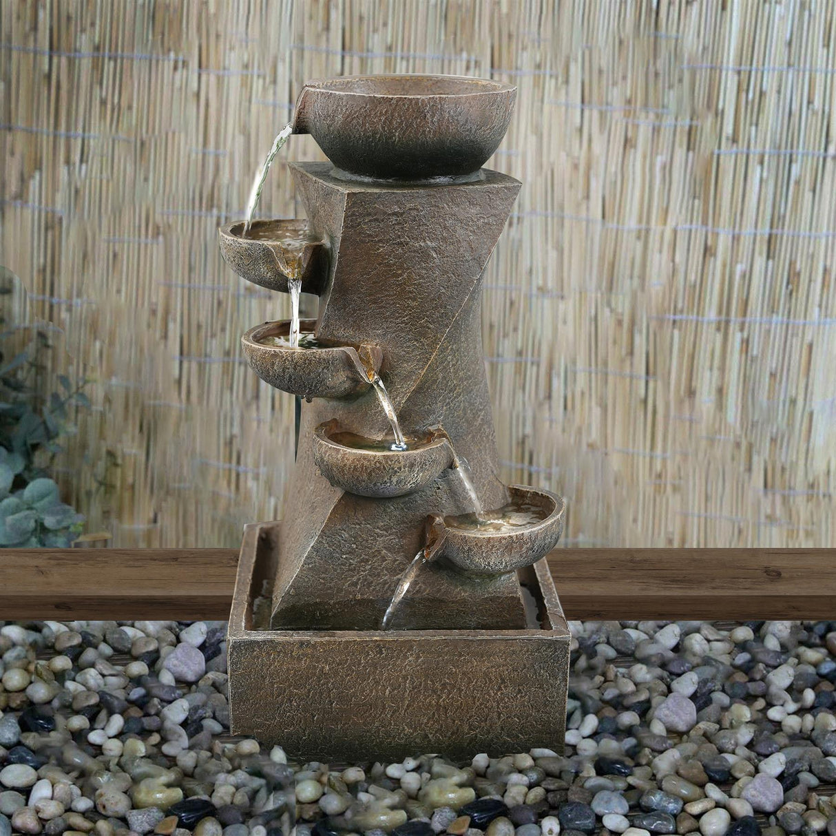 Cascading Water Feature Outdoor With LED by GEEZY - UKBuyZone