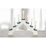 GEEZY White Pre-Lit Wooden Candle Bridge With 7 Led Lights