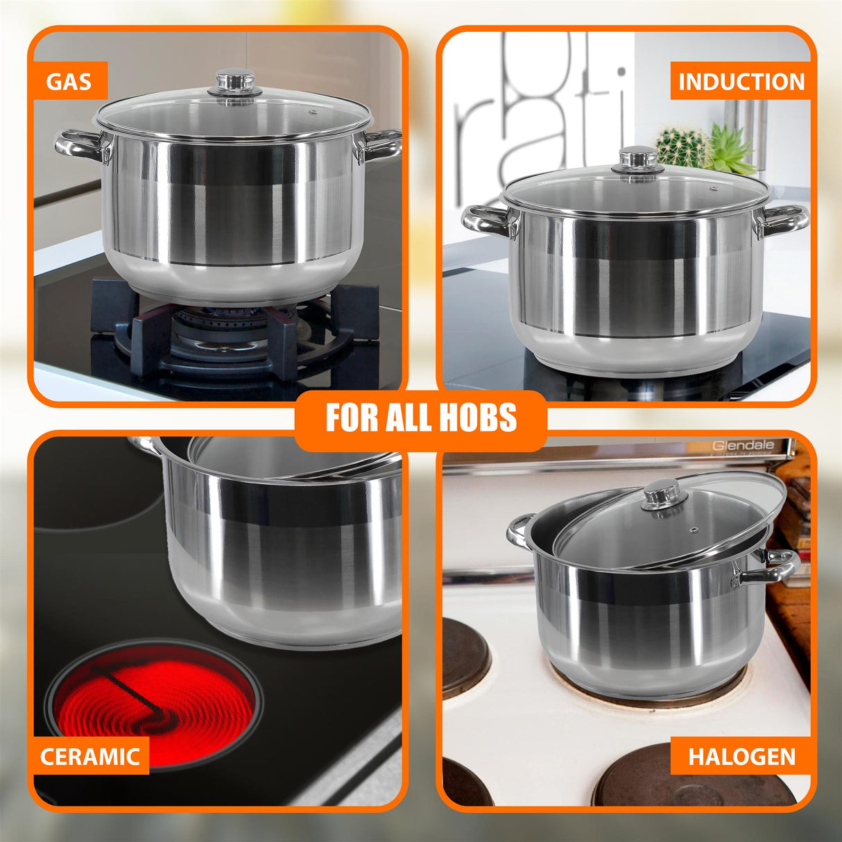 Stainless Steel Stock Pot with Lid - 11 L