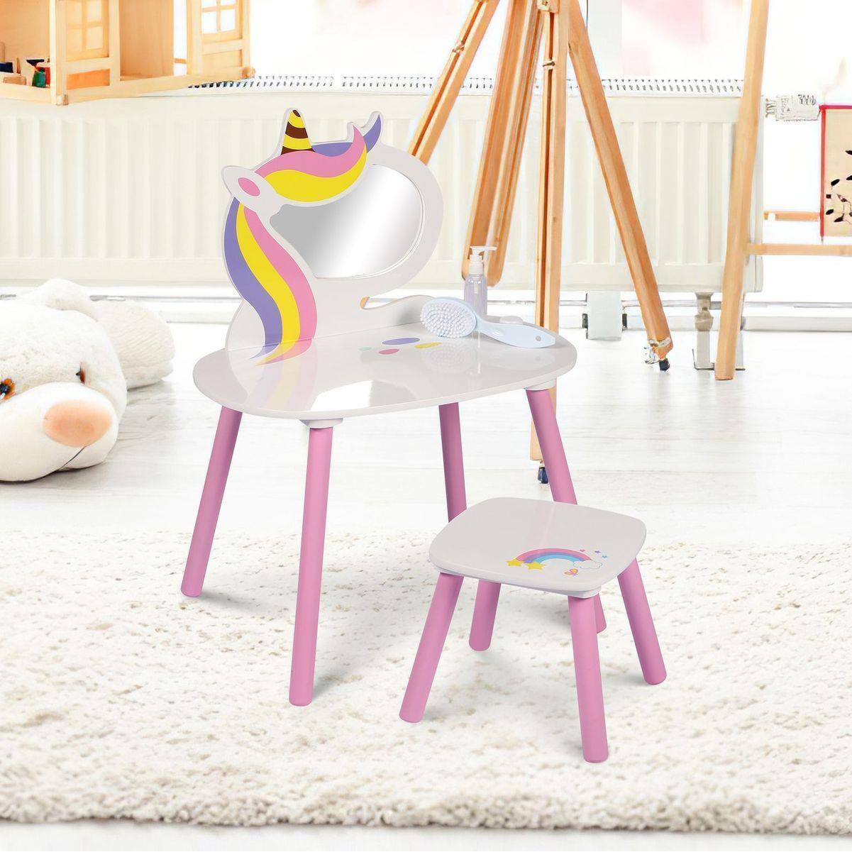 The Magic Toy Shop Princess Vanity Table with Stool Kids Play Toy