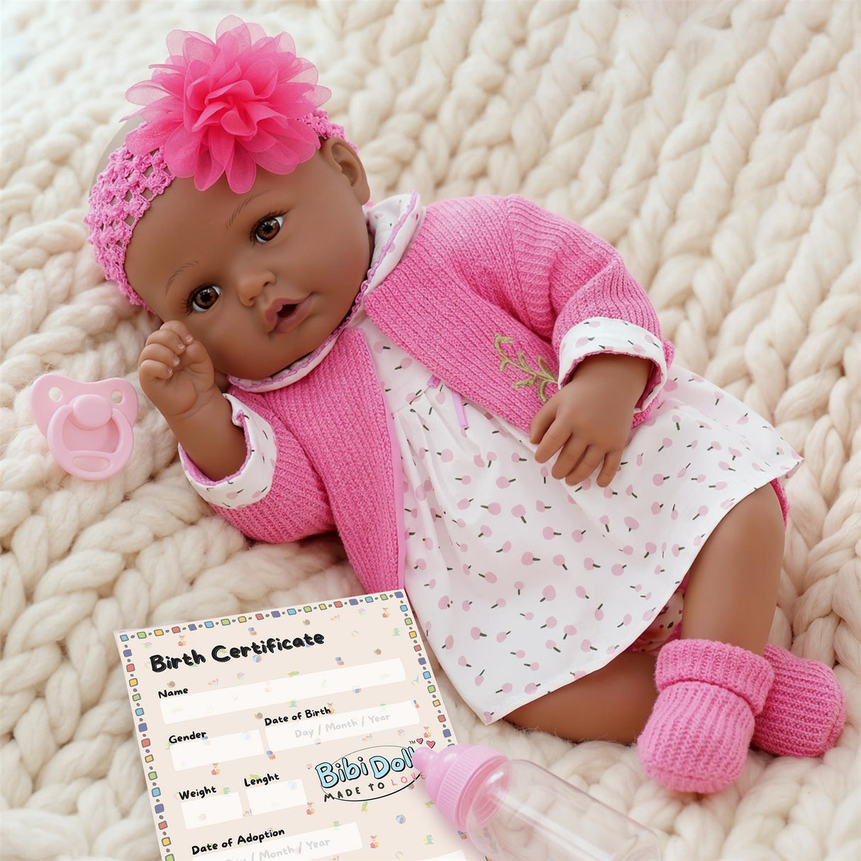 BiBi Black Doll Reborn Ethnic "Blossom" (50 cm / 20")