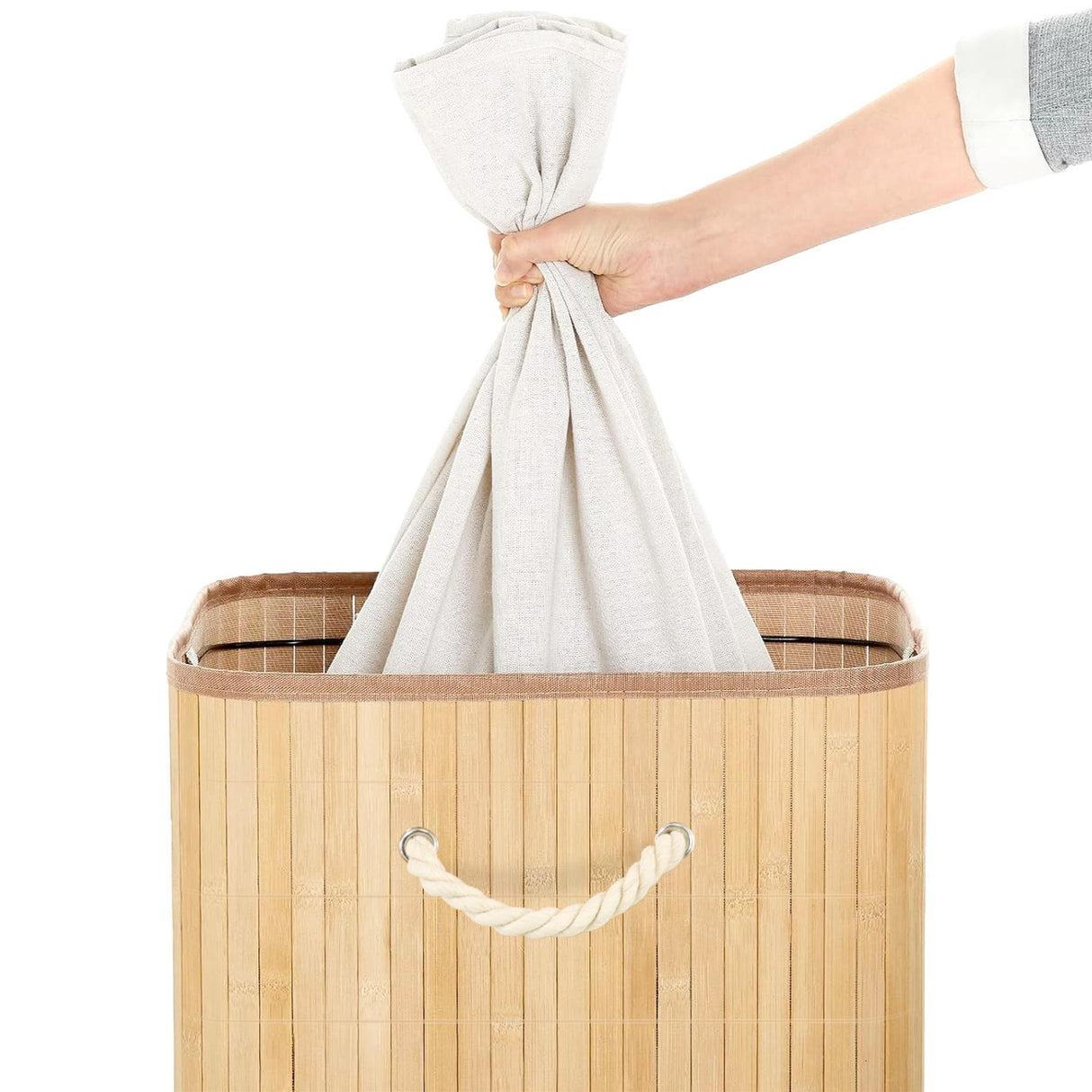 Brown Bamboo Laundry Hamper 72L