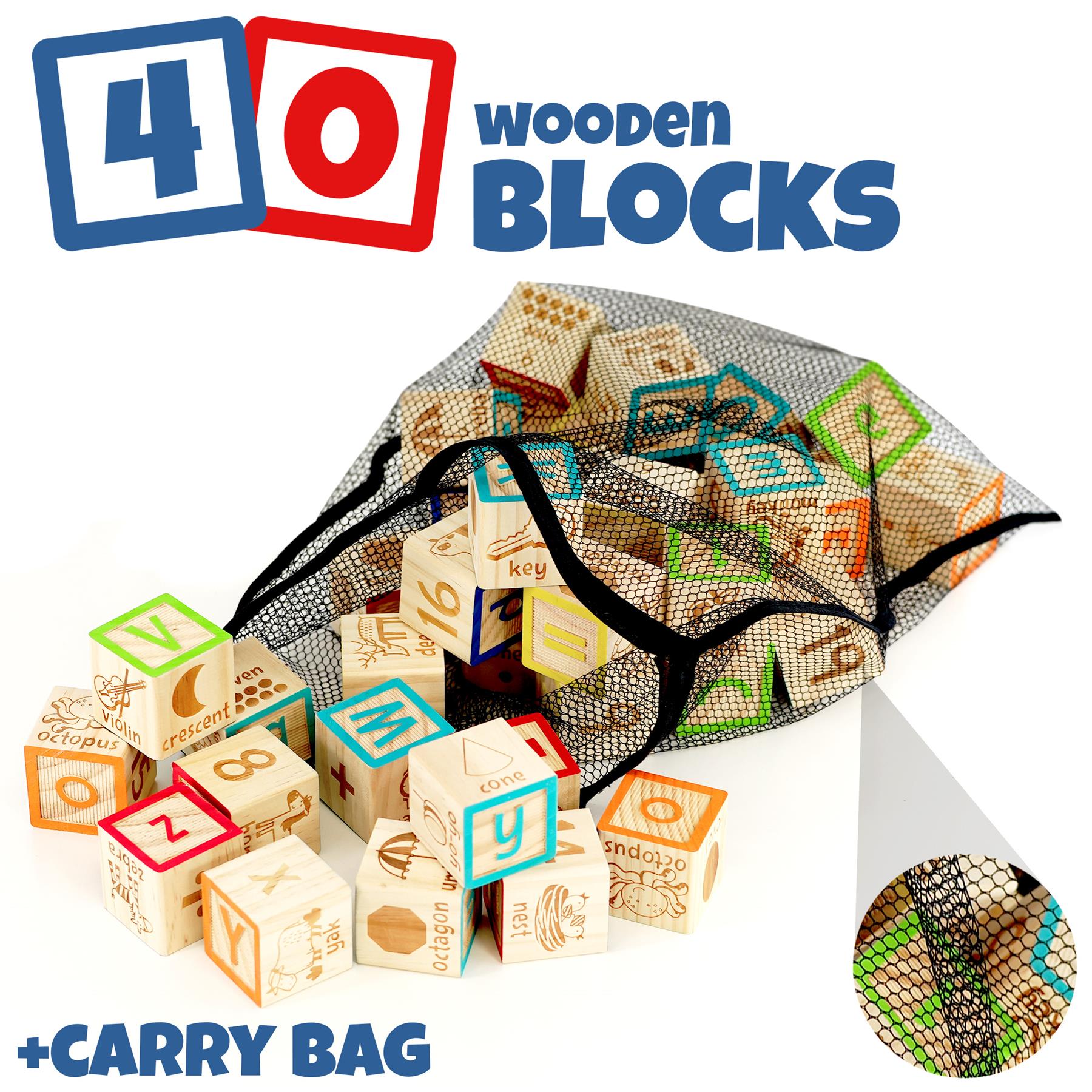 Wooden ABC 123 Block Set Kids Educational Toys by The Magic Toy Shop - UKBuyZone