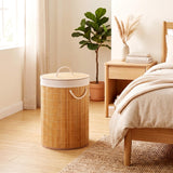 Round Bamboo Laundry Hamper 48L