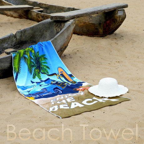 Enjoy The Beach Design Large Towel by Geezy - UKBuyZone