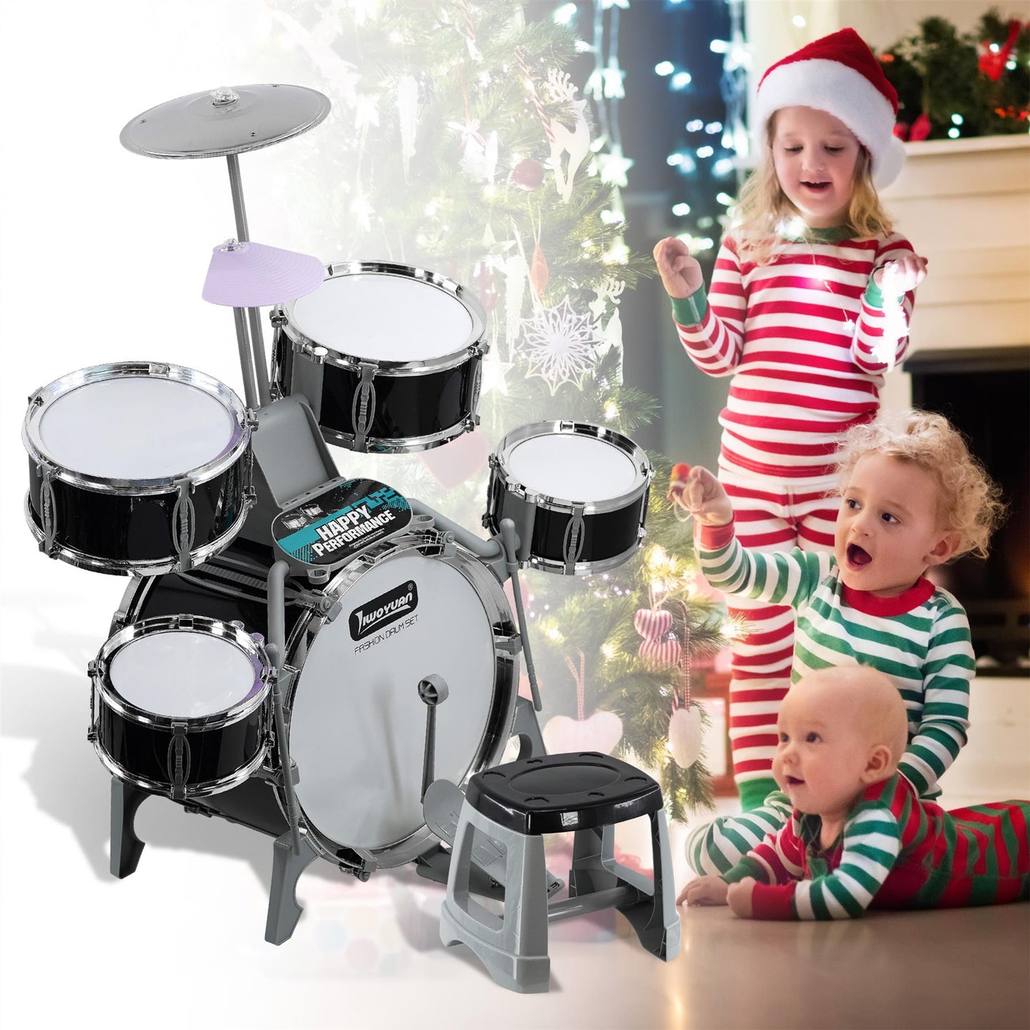 Black Multi functional Kids Jazz Drum Set by The Magic Toy Shop - UKBuyZone