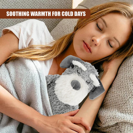 Hot Water Bottle With Plush Fluffy Cover 1L (Grey) by GEEZY - UKBuyZone